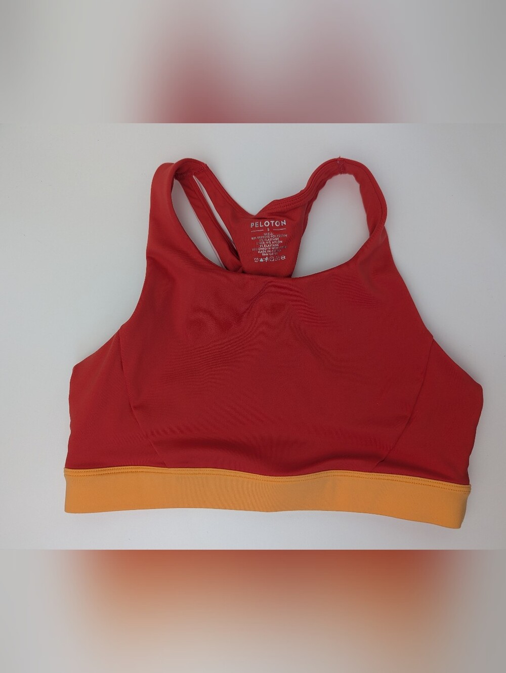 Peloton Colorblock High Neck Sports Bra Red Orange Pink Size S